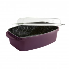 Plat four fonte d'aluminium avec couvercle