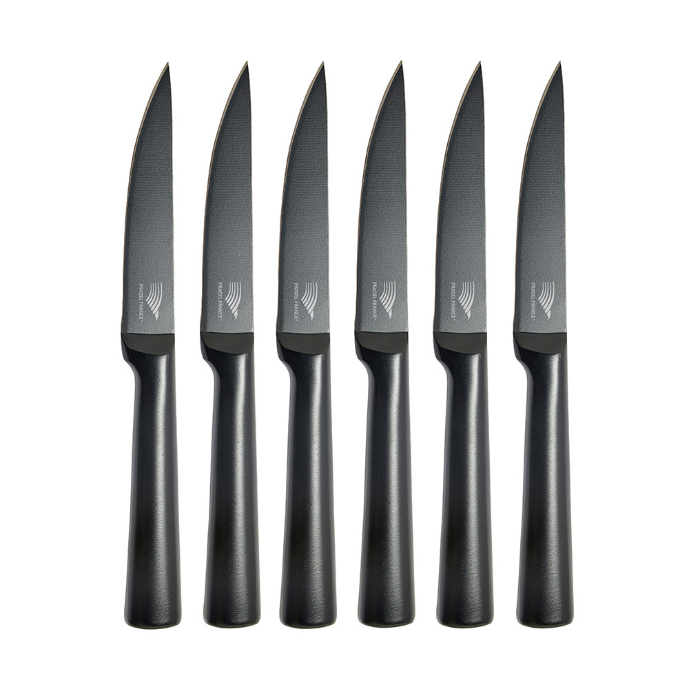 Set de 6 couteaux à steak tout inox noir