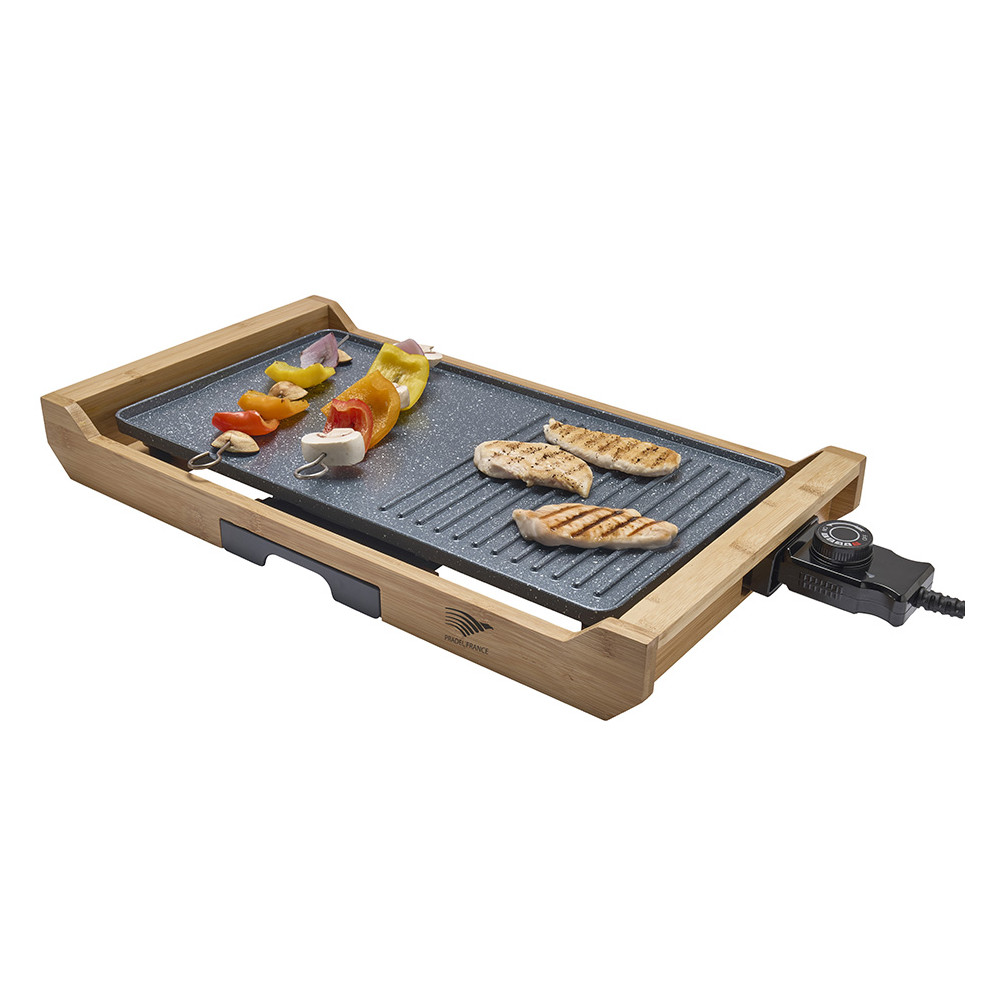 Plancha grill électrique support bambou