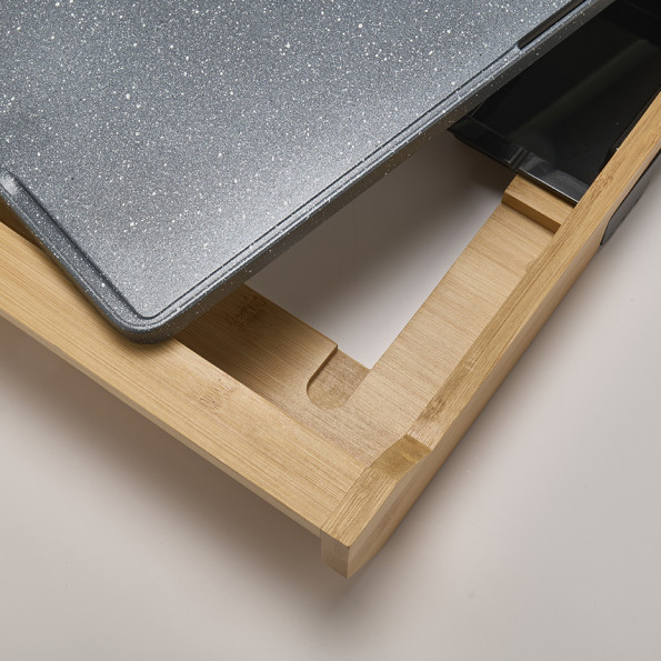 Plancha grill électrique support bambou
