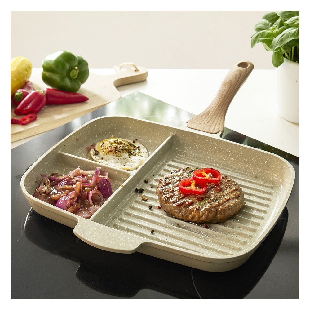 Poêle grill compartimentée